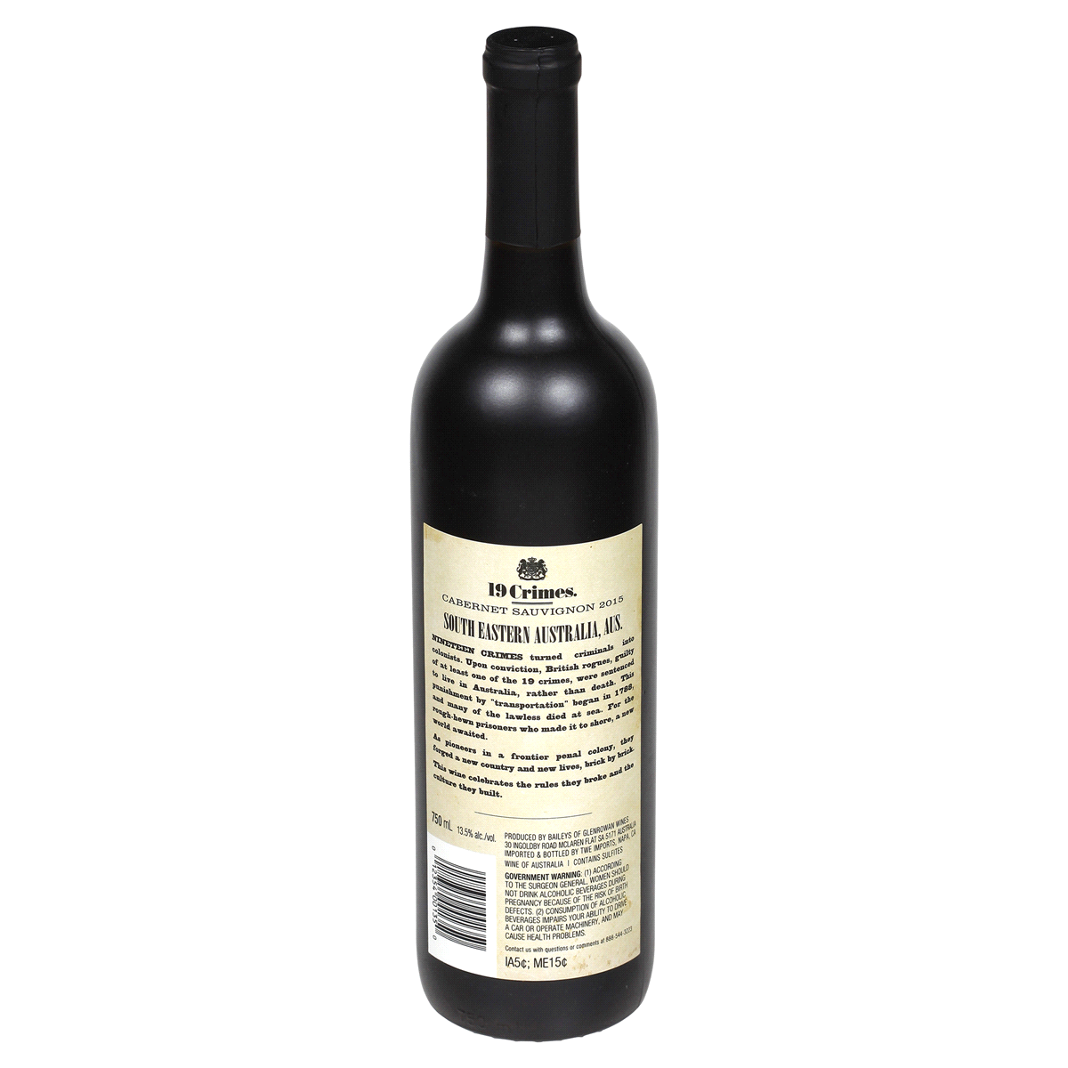 slide 2 of 3, 19 Crimes Cabernet Sauvignon Red Wine Bottle, 750 ml