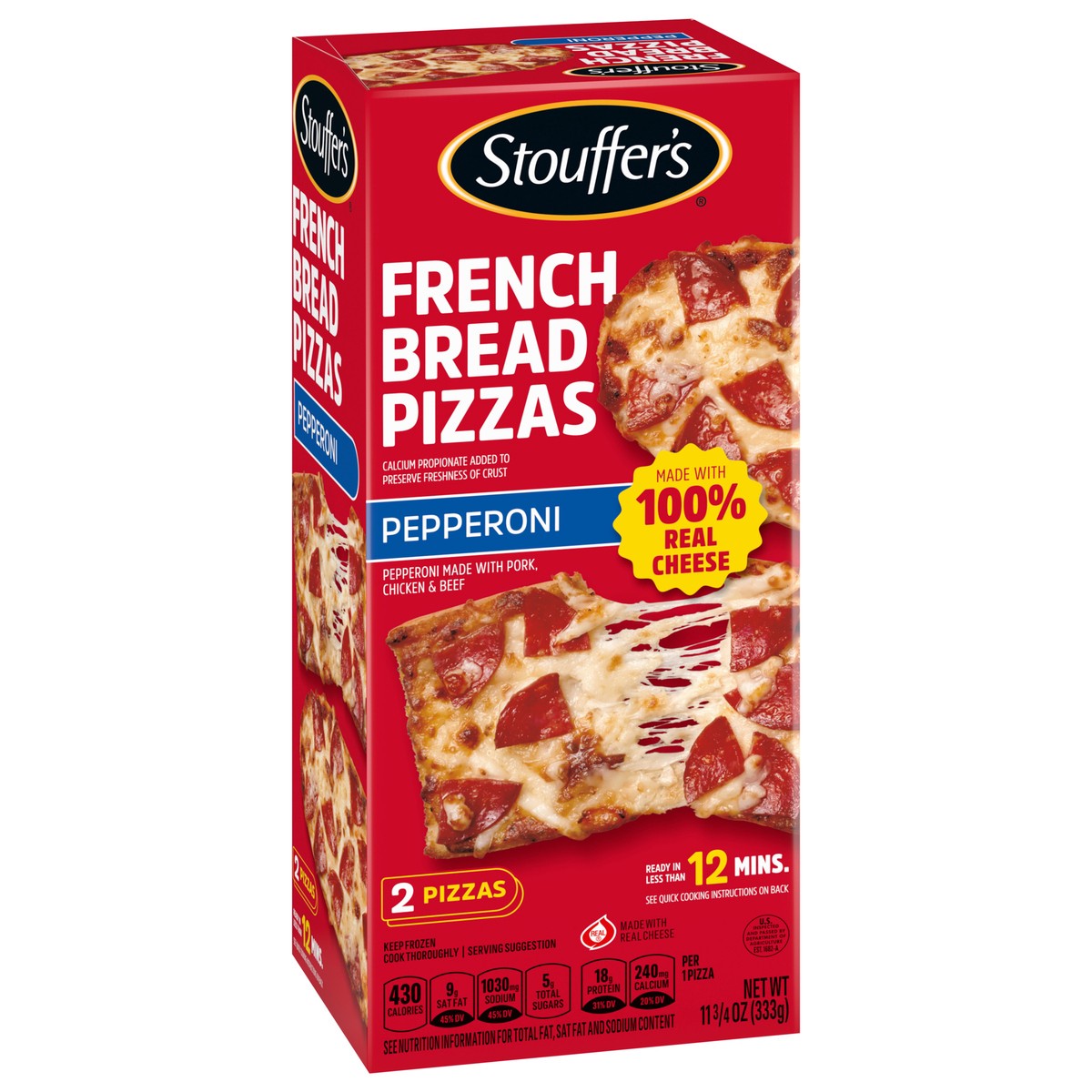 slide 11 of 13, STOUFFER'S Pepperoni French Bread Frozen Pizza 11.75oz Box, 11.75 oz