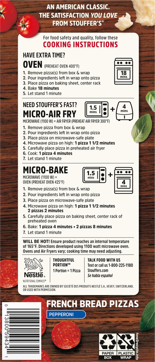 slide 5 of 13, STOUFFER'S Pepperoni French Bread Frozen Pizza 11.75oz Box, 11.75 oz