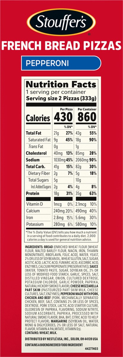 slide 10 of 13, STOUFFER'S Pepperoni French Bread Frozen Pizza 11.75oz Box, 11.75 oz