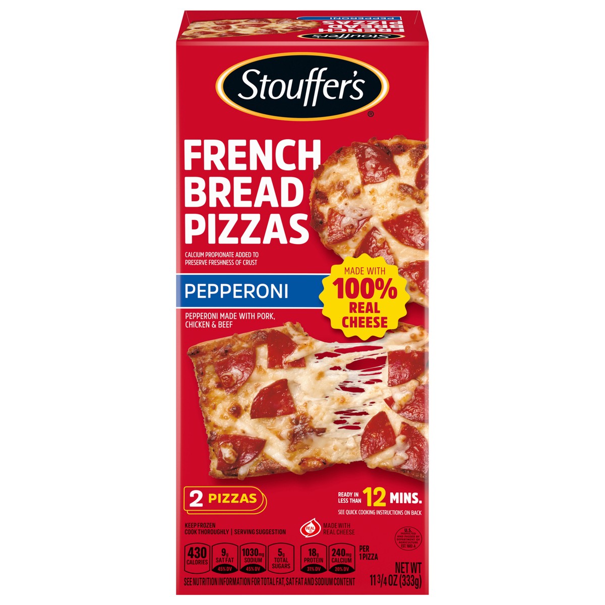 slide 8 of 13, STOUFFER'S Pepperoni French Bread Frozen Pizza 11.75oz Box, 11.75 oz
