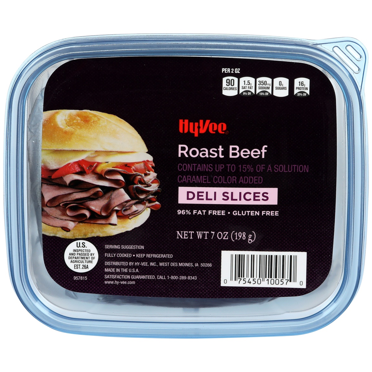 slide 1 of 1, Hy-vee Roast Beef Deli Slices, 7 oz