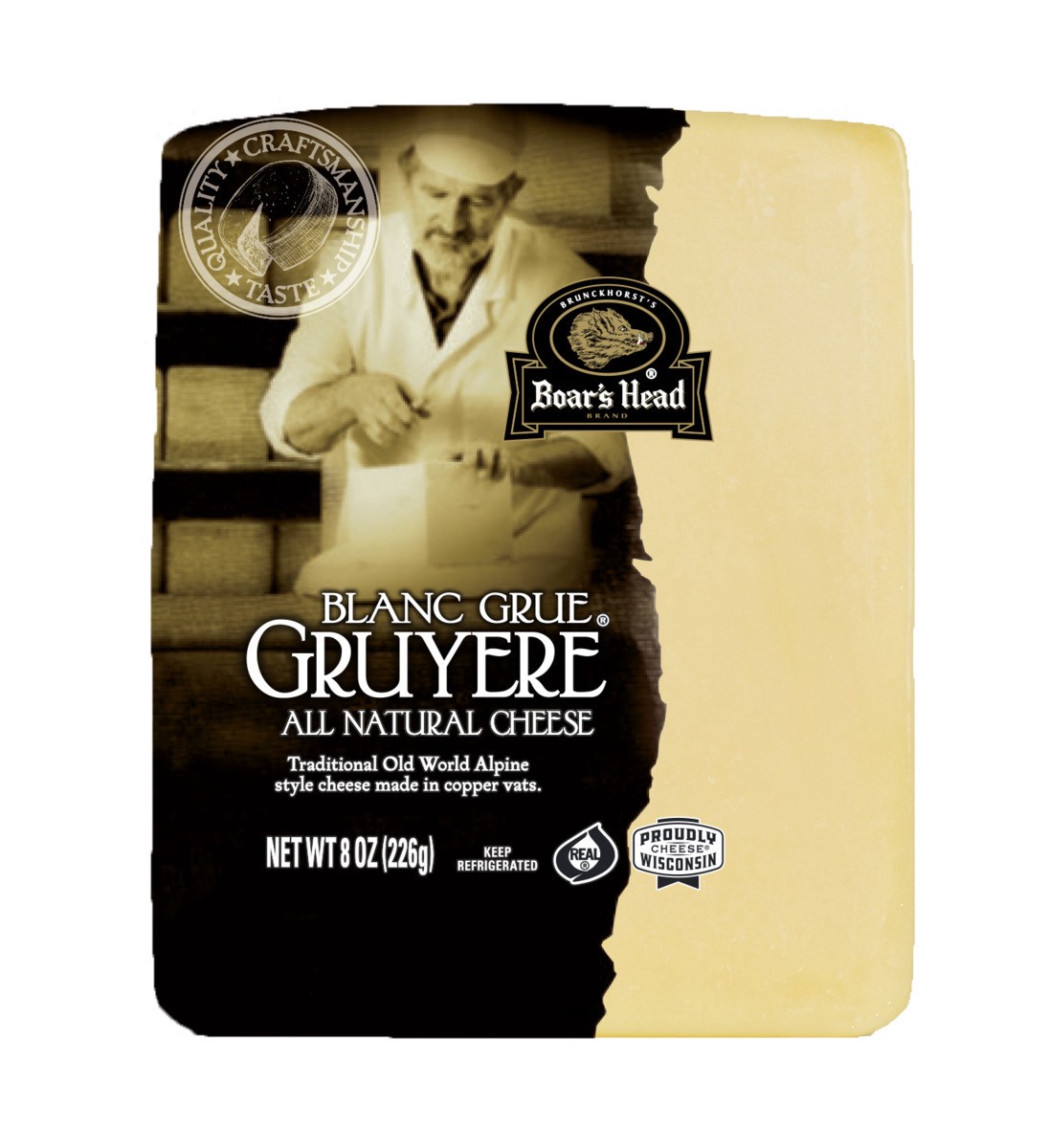 slide 1 of 9, Boar's Head Blanc Grue Gruyere Cheese, 8 oz