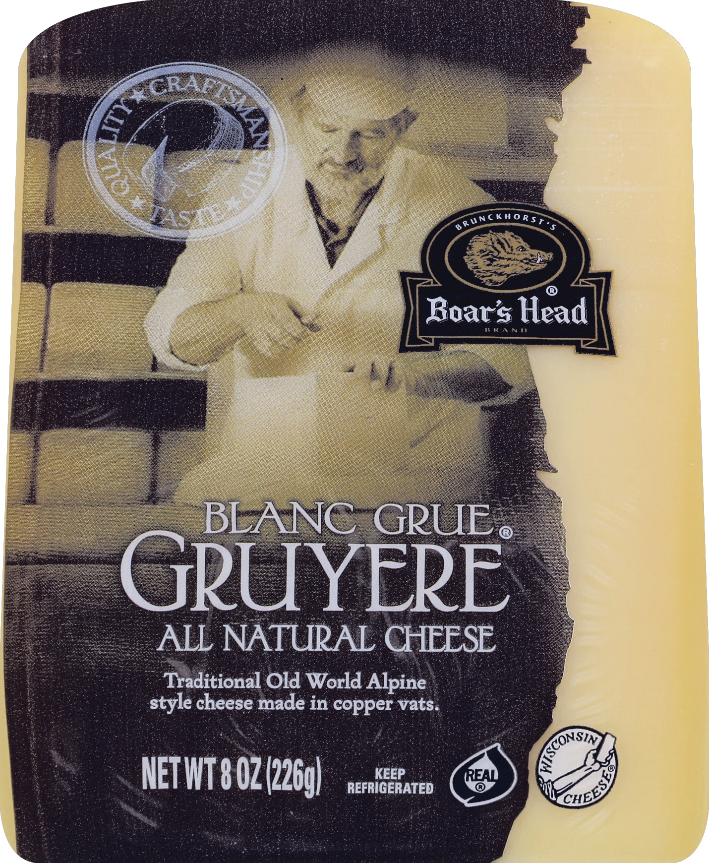 slide 1 of 2, Boar's Head Cheese, Blanc Grue, Gruyere, 1 ct