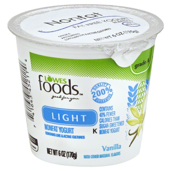 slide 1 of 1, Lowes Foods Yogurt Light Vanilla, 6 oz