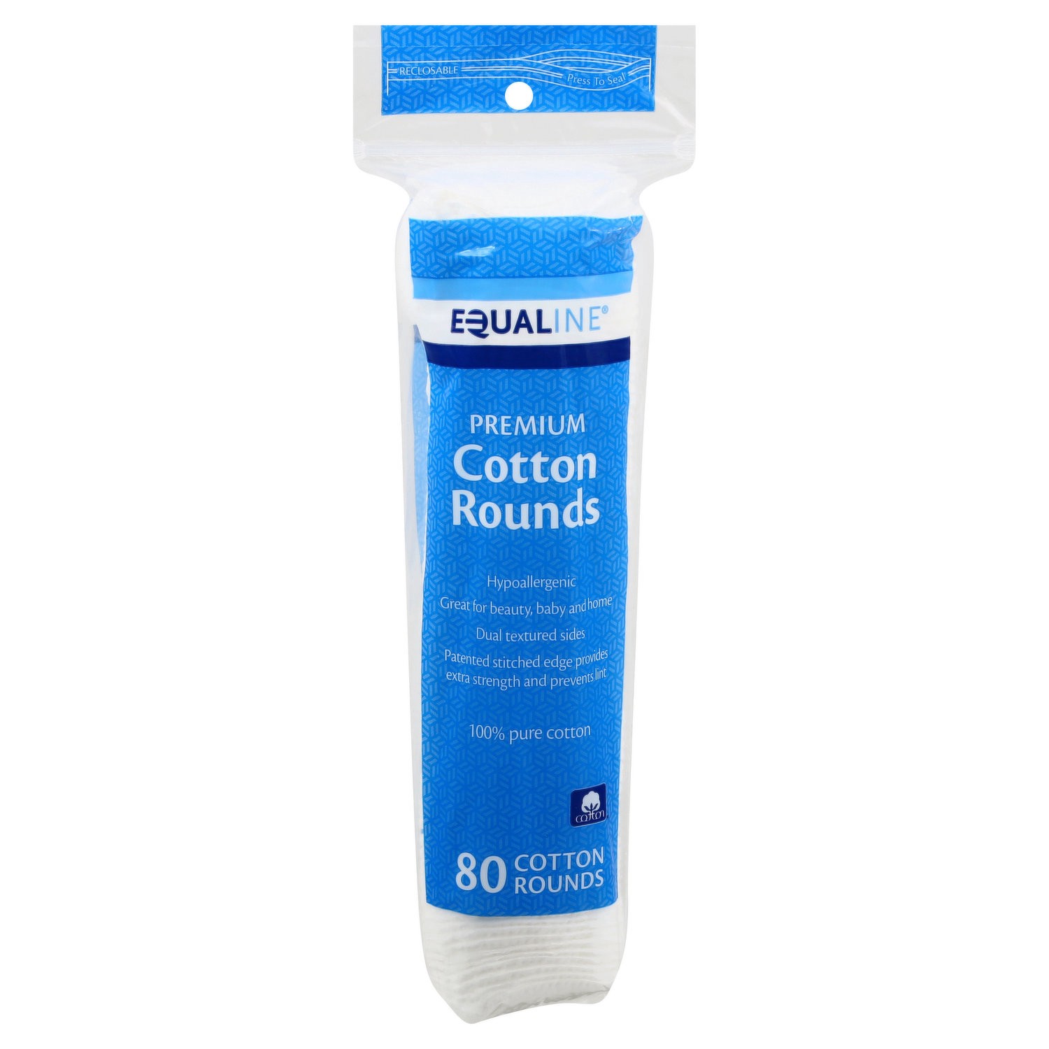 slide 1 of 1, Equaline Cotton Round Pads, 80 ct