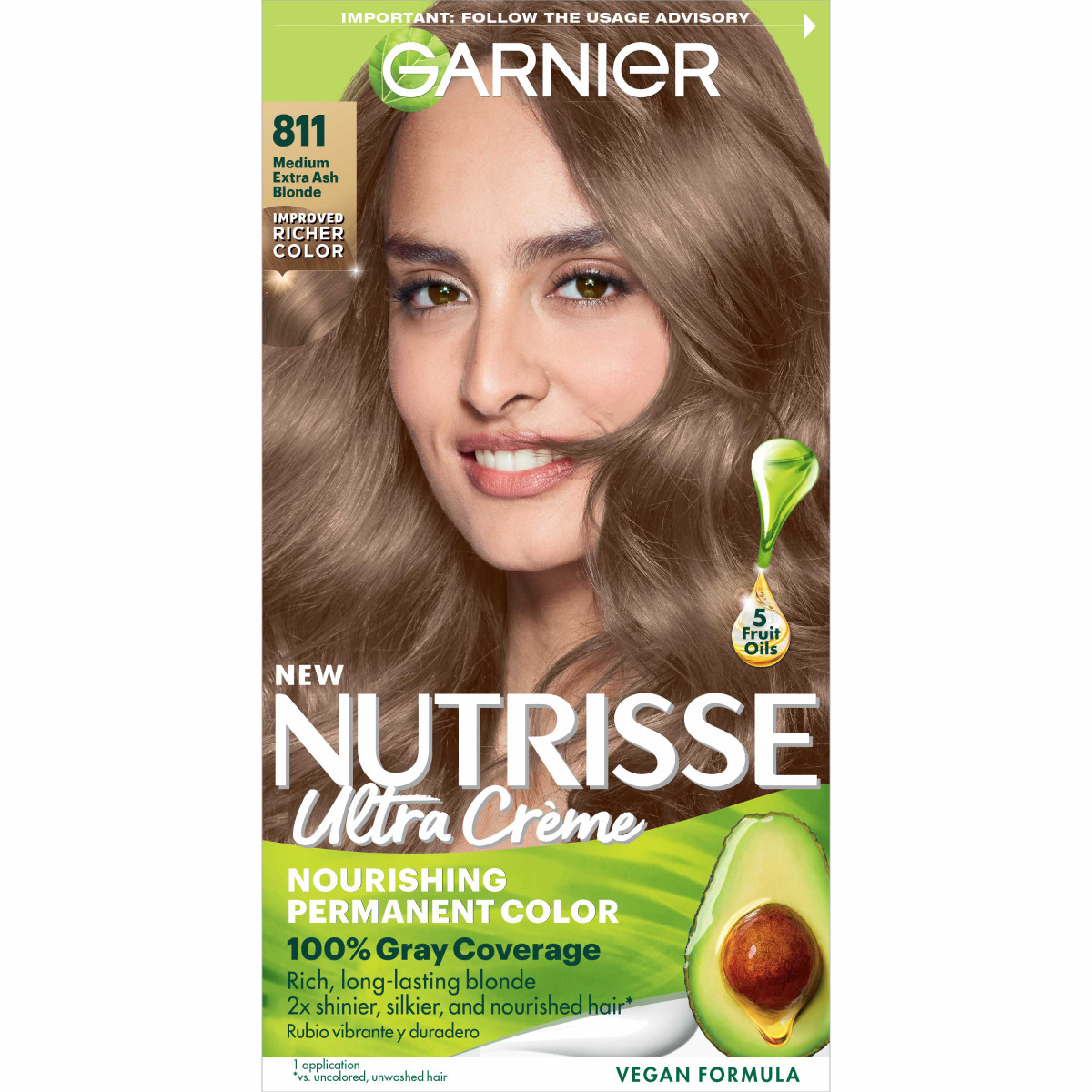 slide 1 of 6, Garnier Nutrisse Medium Ultra Ash Blonde 711, 1 ct