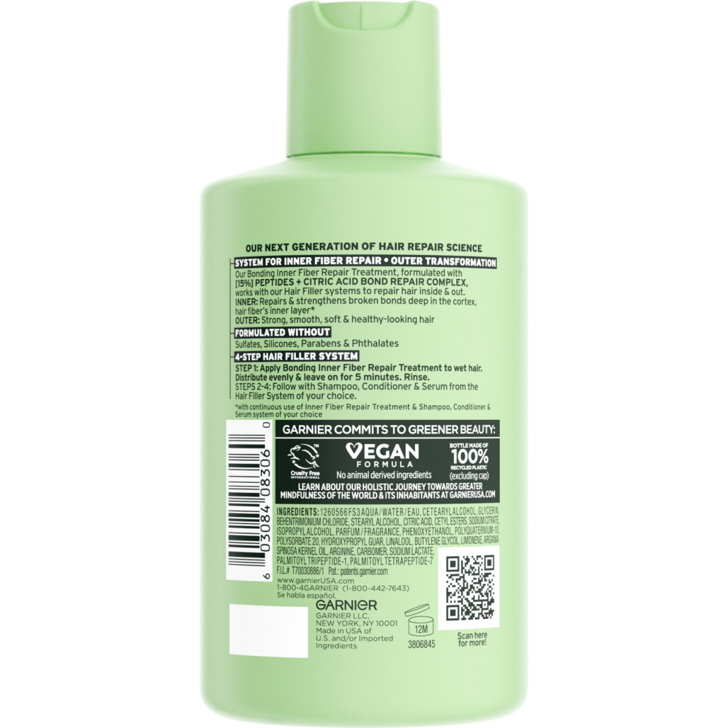 slide 6 of 8, Garnier Hair Filler + Bonding Inner Fiber Repair Treatment 10.1 fl oz, 10.1 fl oz