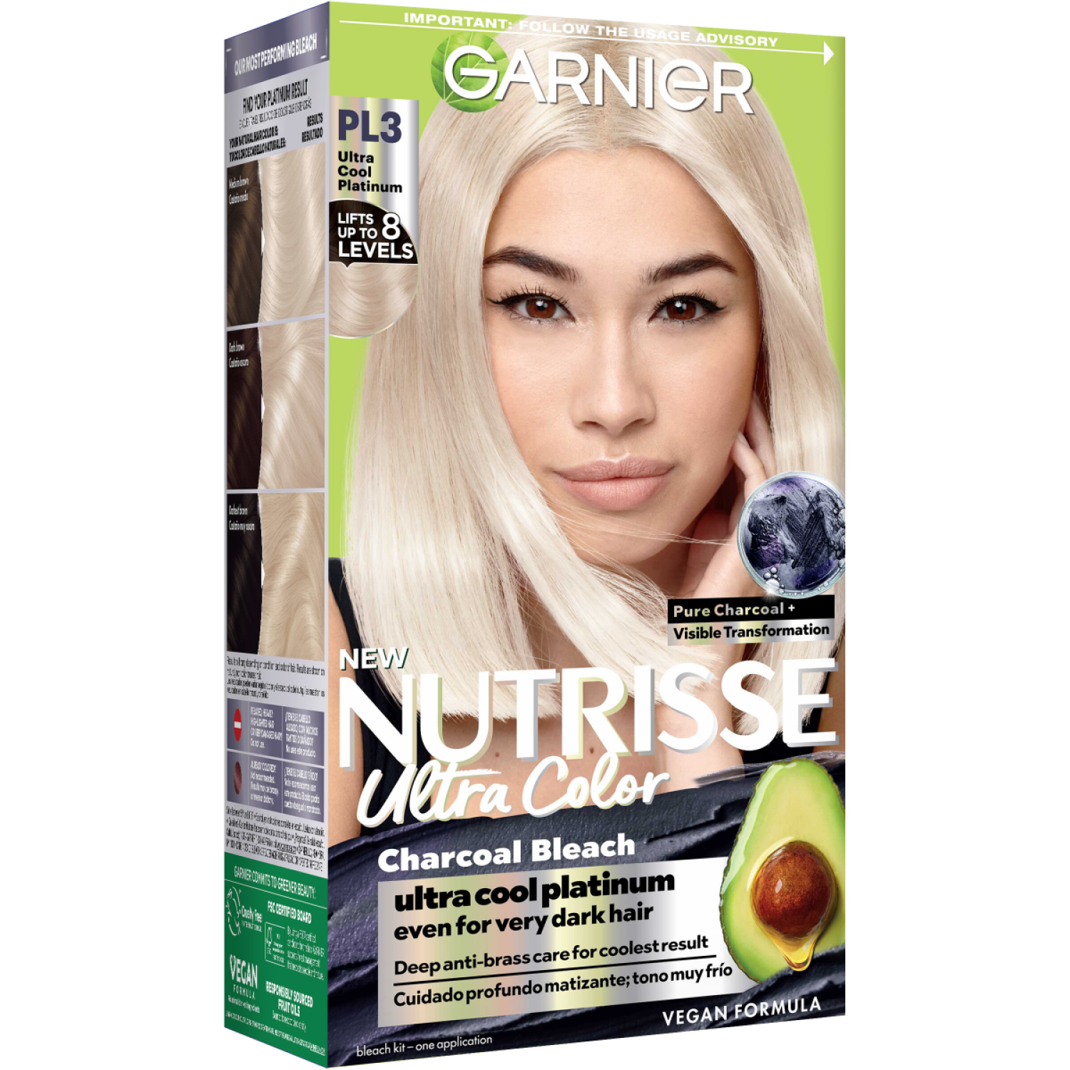 slide 4 of 7, Garnier Charcoal PL3 Ultra Cool Platinum Bleach Kit 1 ea, 1 ct