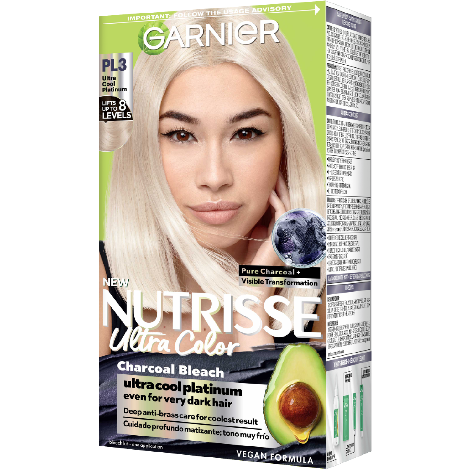 slide 5 of 7, Garnier Charcoal PL3 Ultra Cool Platinum Bleach Kit 1 ea, 1 ct