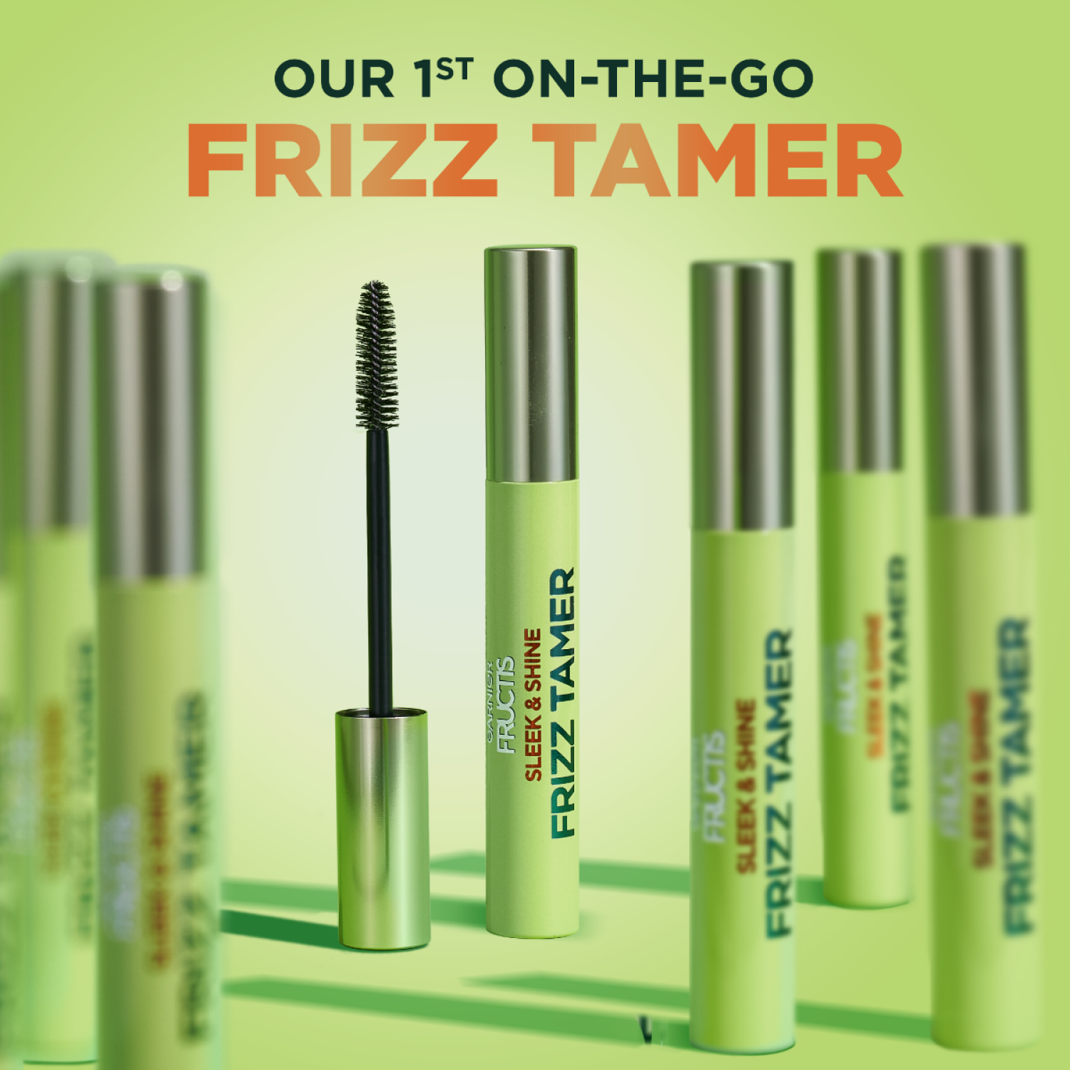 slide 2 of 4, Garnier Fructis Sleek & Shine Frizz Tamer Slick Serum Wand for Flyaways, 0.28 fl oz