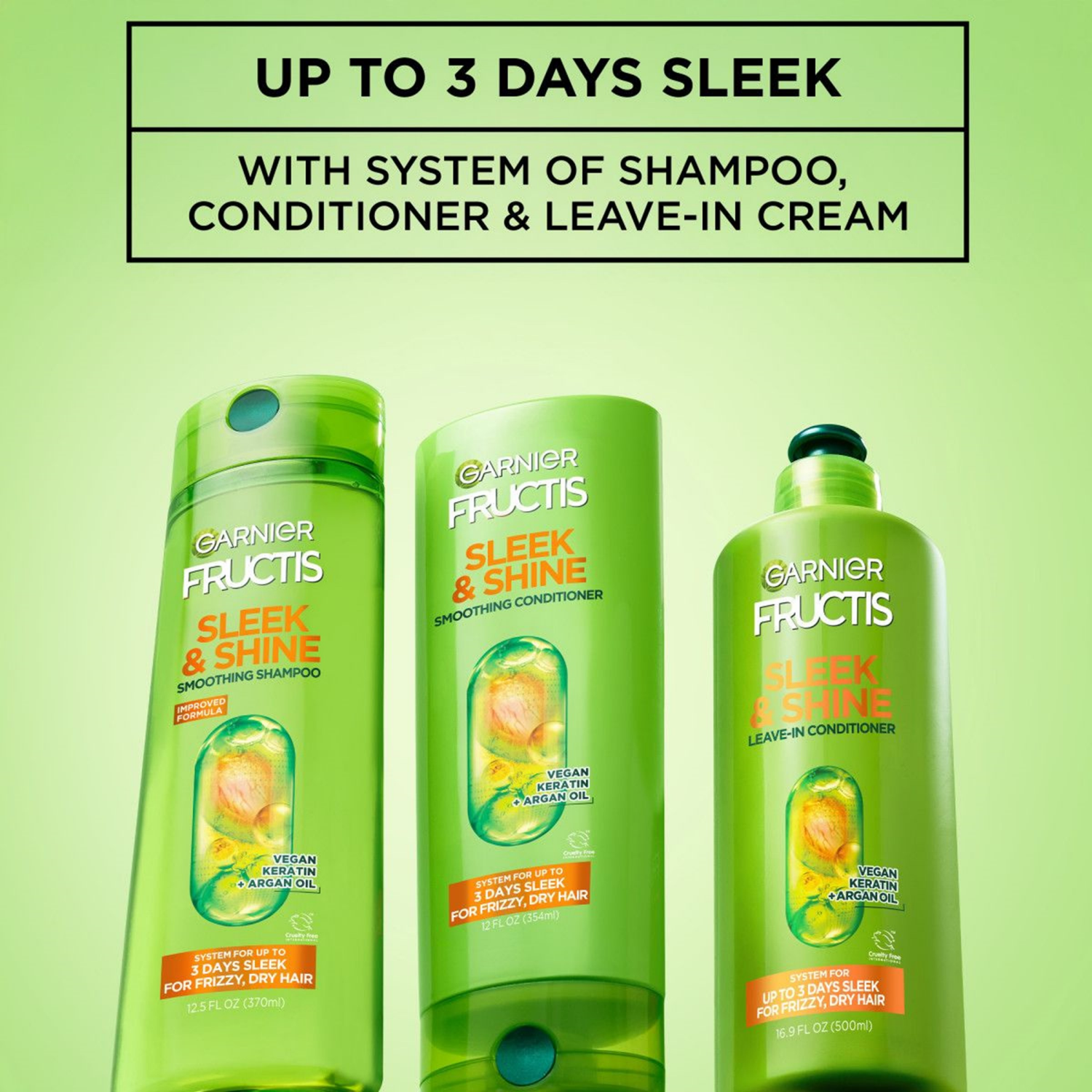 slide 3 of 6, Garnier Fructis Sleek & Shine Intense Smooth Leave-In Conditioner Value Size, 16.9 Fl Oz, 16.9 fl oz