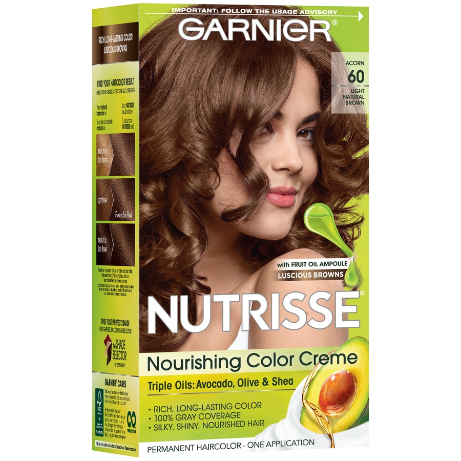 slide 2 of 8, Garnier Nourishing Permanent Hair Color Creme - 60 Light Natural Brown, 1.0 ct