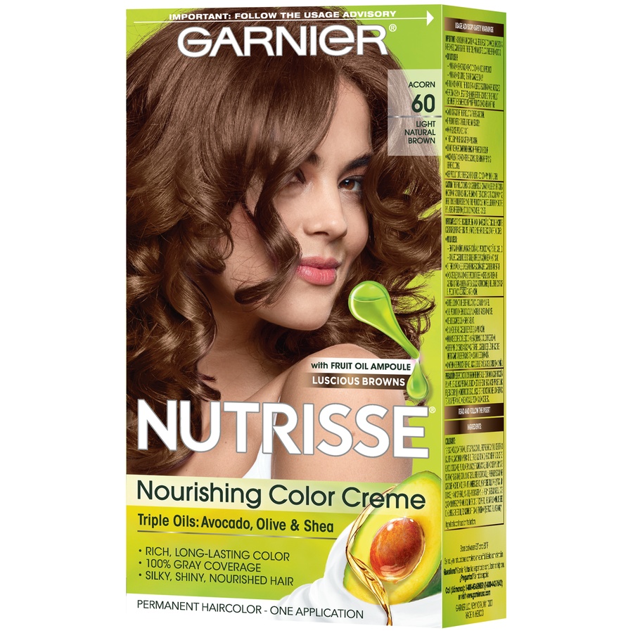 slide 5 of 8, Garnier Nourishing Permanent Hair Color Creme - 60 Light Natural Brown, 1.0 ct