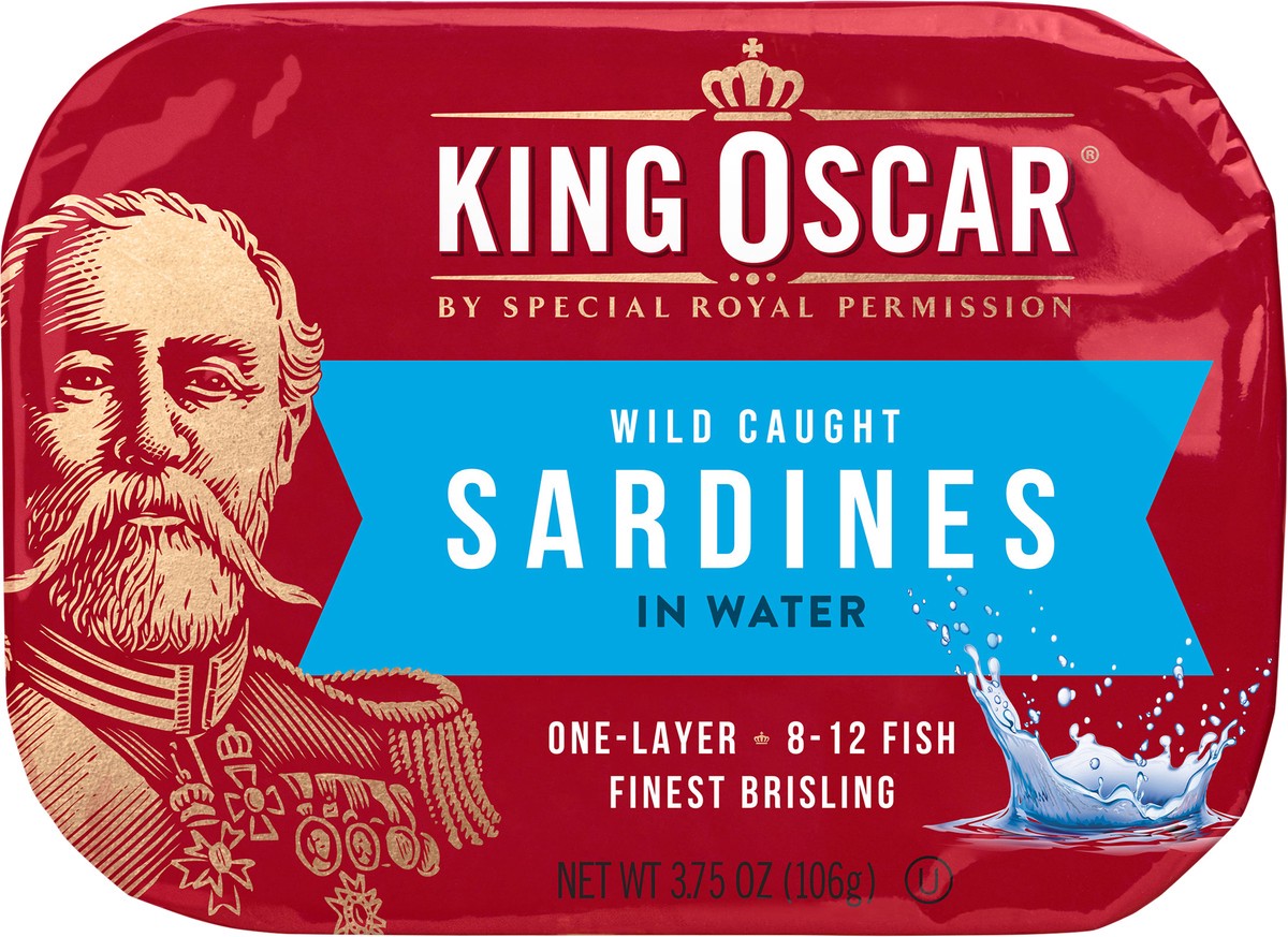 slide 4 of 6, King Oscar Sardines 1-Layer Spring Water 3.75 ounces, 3.75 oz