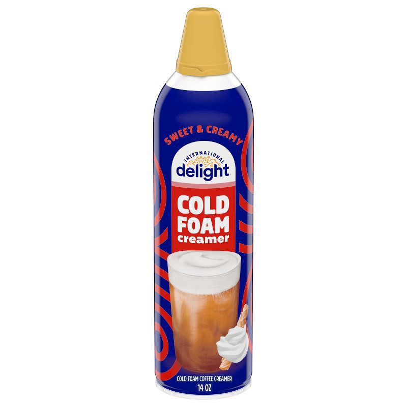 slide 1 of 5, International Delight Cold Foam Coffee Creamer, Sweet & Creamy Cold Foam Flavored Creamer, 14 OZ Can, 14 oz