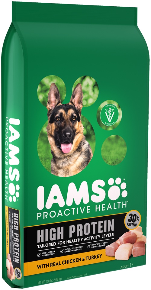 slide 2 of 9, IAMS Proactive Health Adult Dry Dog Food, High Protein Recipe with Real Chicken and Turkey, 22 lb