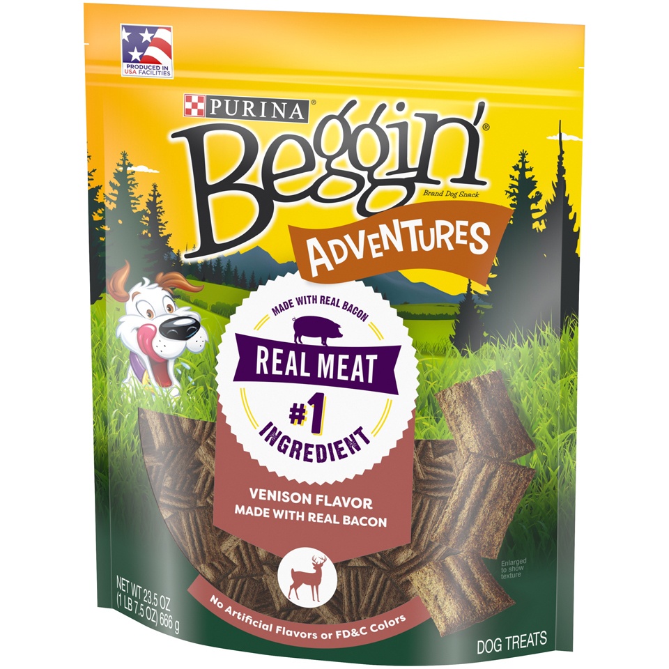 slide 7 of 9, Purina Beggin Adventures Venison Dog Treats Pouch, 23.5 oz