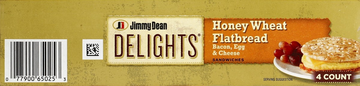 slide 2 of 4, Jimmy Dean Delights Bacon, Egg & Cheese Honey Wheat Flatbread, 4 ct; 12.8 oz