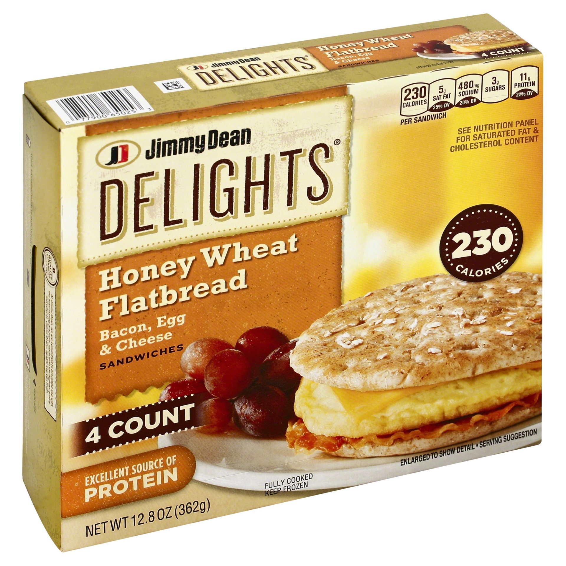 slide 1 of 4, Jimmy Dean Delights Bacon, Egg & Cheese Honey Wheat Flatbread, 4 ct; 12.8 oz