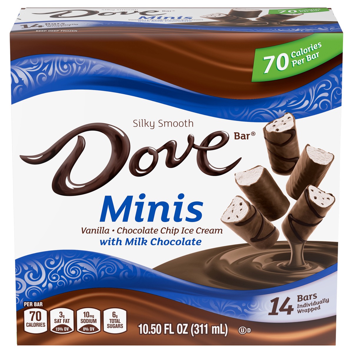 slide 1 of 4, Dove Minis Vanilla Ice Cream+Milk Chocolate Coating 14-Pack, 10.50 fl oz