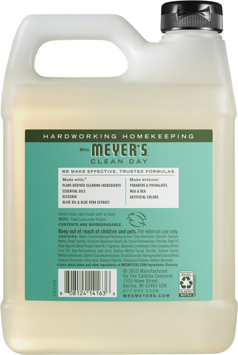 slide 3 of 3, Mrs. Meyer's Clean Day Liquid Hand Soap Refill, Basil Scent, 33 Ounce Bottle, 33 fl oz