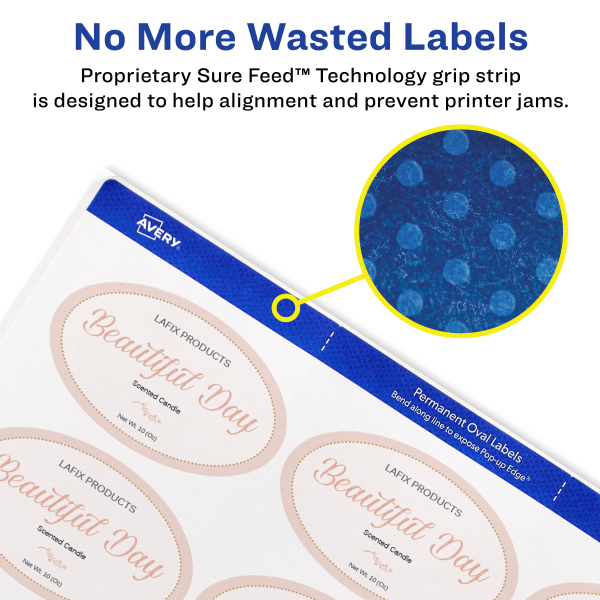 slide 3 of 6, Avery Printable Blank Oval Labels, 22570, 3-5/16&Rdquo;W X 3&Rdquo;D, White, Pack Of 200 Labels, 200 ct