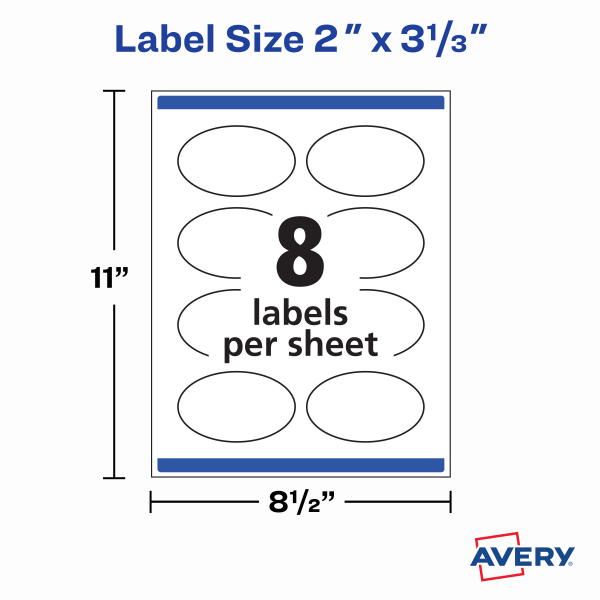 slide 4 of 6, Avery Printable Blank Oval Labels, 22570, 3-5/16&Rdquo;W X 3&Rdquo;D, White, Pack Of 200 Labels, 200 ct