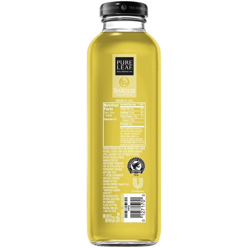 slide 2 of 3, Pure Leaf Teahouse Collection Organic Green Tea Fuji Apple & Ginger Flavor 14 Fl Oz Bottle, 