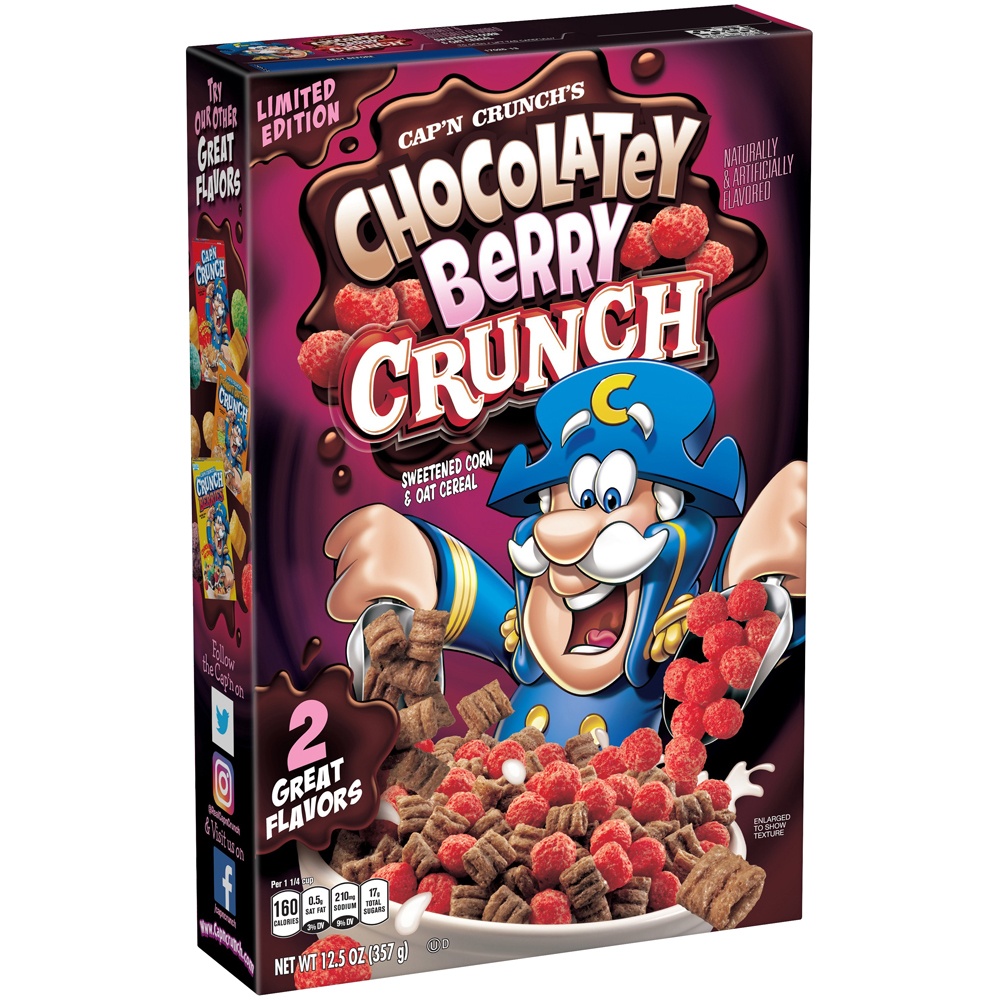 slide 3 of 5, Cap'n Crunch Sweetened Corn & Oat Cereal Chocolatey Berry Crunch 12.5 Oz, 12.5 oz