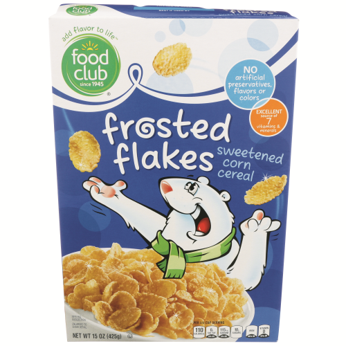 slide 1 of 1, Food Club Frosted Flakes Sweetened Corn Cereal, 15 oz