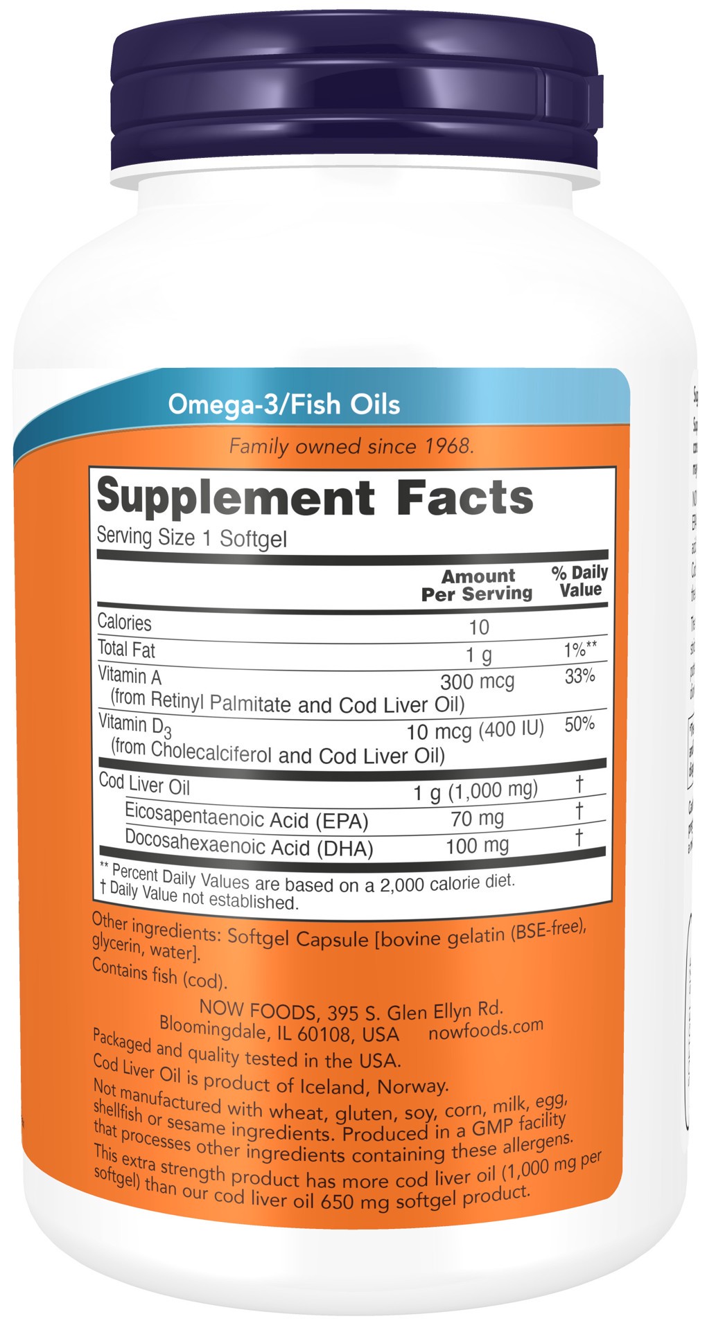 slide 4 of 4, NOW Cod Liver Oil, Extra Strength 1,000 mg - 180 Softgels, 1 ct