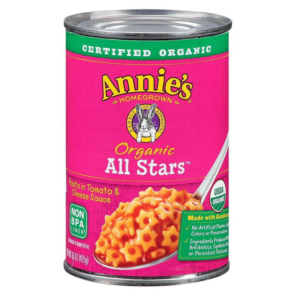 slide 3 of 5, Annie's Organic All Stars, Canned Pasta in Tomato & Cheese Sauce, 15 oz., 15 oz