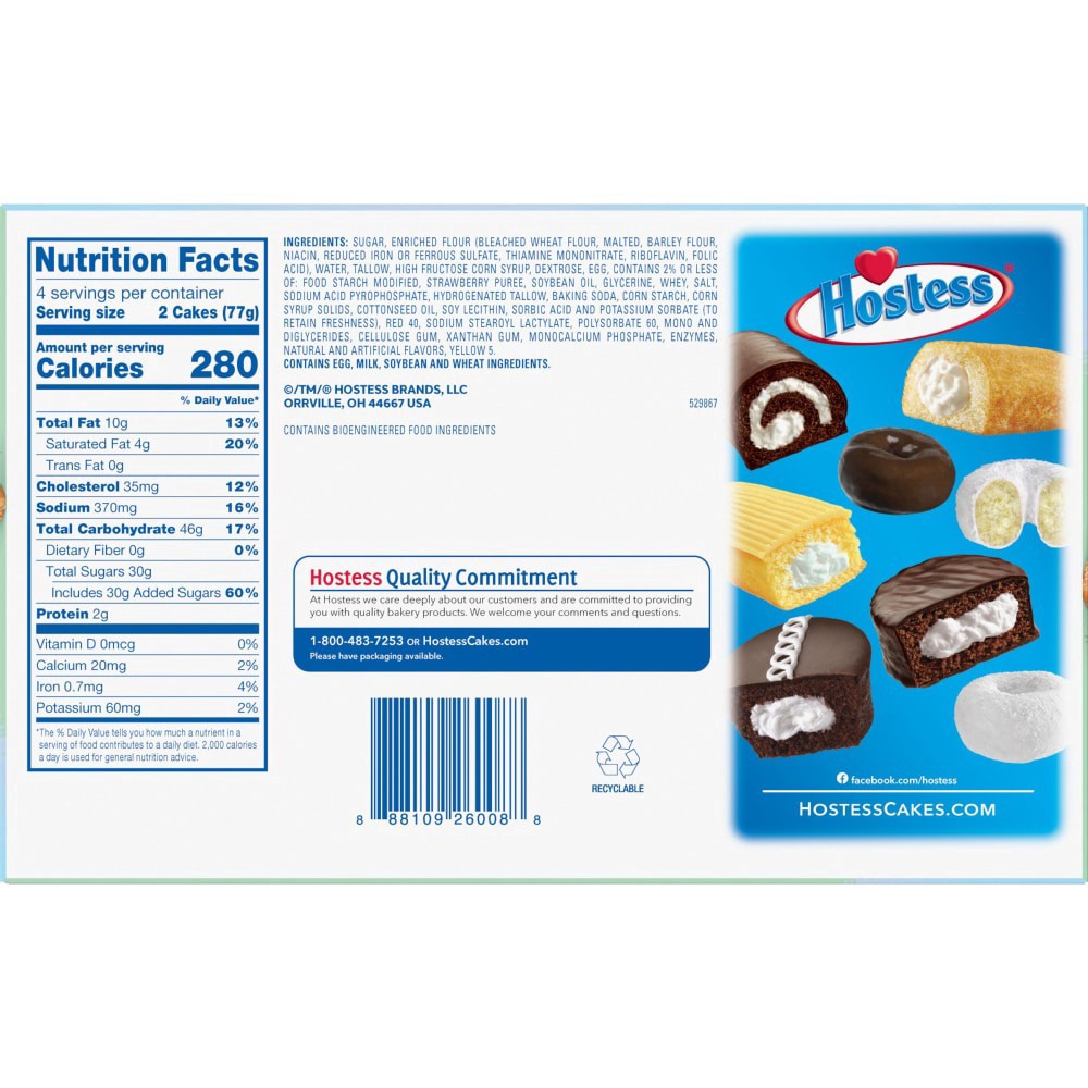 slide 2 of 6, HOSTESS Strawberry Artificially Flavored Twinkies, Limited Edition, 8 Count, 10.86 oz, 8 ct