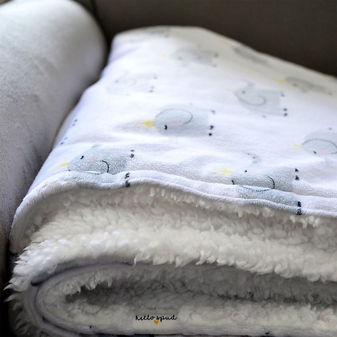 slide 2 of 6, Hello Spud Elephant Plush Baby Blanket - Grey, 1 ct