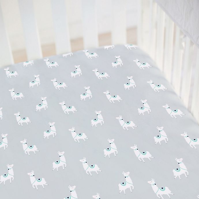 slide 2 of 3, Hello Spud Llama Organic Cotton Fitted Crib Sheet - Grey, 1 ct