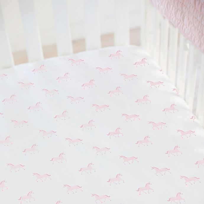 slide 3 of 3, Hello Spud Unicorn Organic Cotton Mini Fitted Crib Sheet - Pink, 1 ct