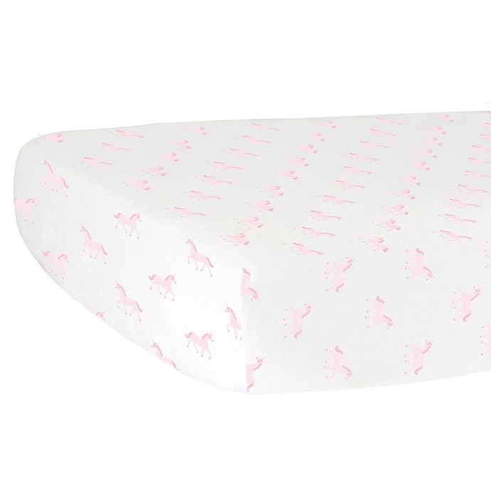 slide 1 of 3, Hello Spud Unicorn Organic Cotton Mini Fitted Crib Sheet - Pink, 1 ct