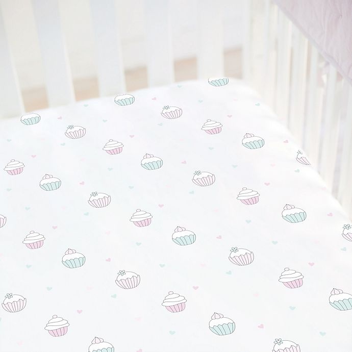 slide 2 of 3, hello spud Cupcakes Organic Cotton Jersey Fitted Crib Sheet - Grey, 1 ct