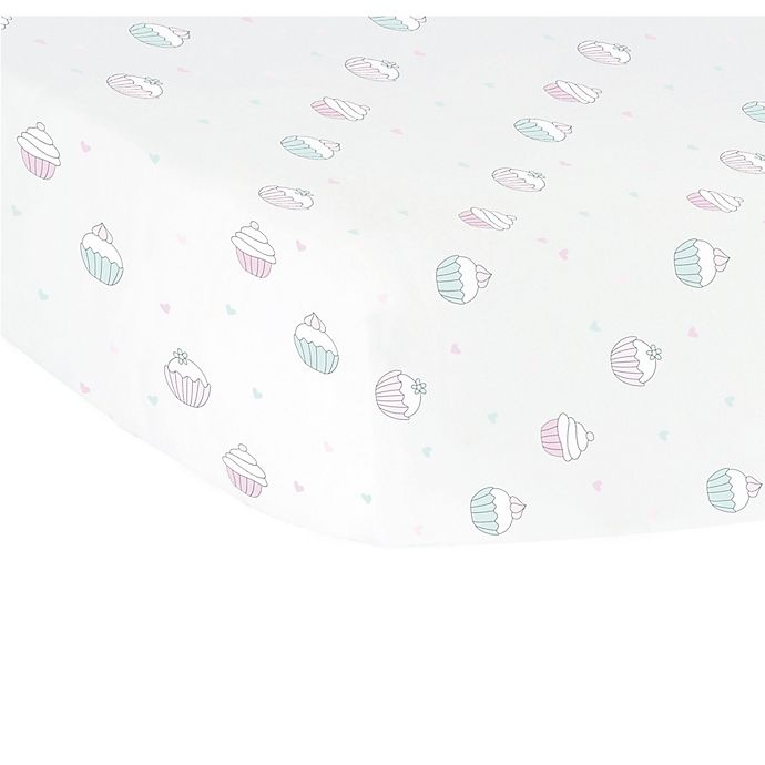 slide 1 of 3, hello spud Cupcakes Organic Cotton Jersey Fitted Crib Sheet - Grey, 1 ct