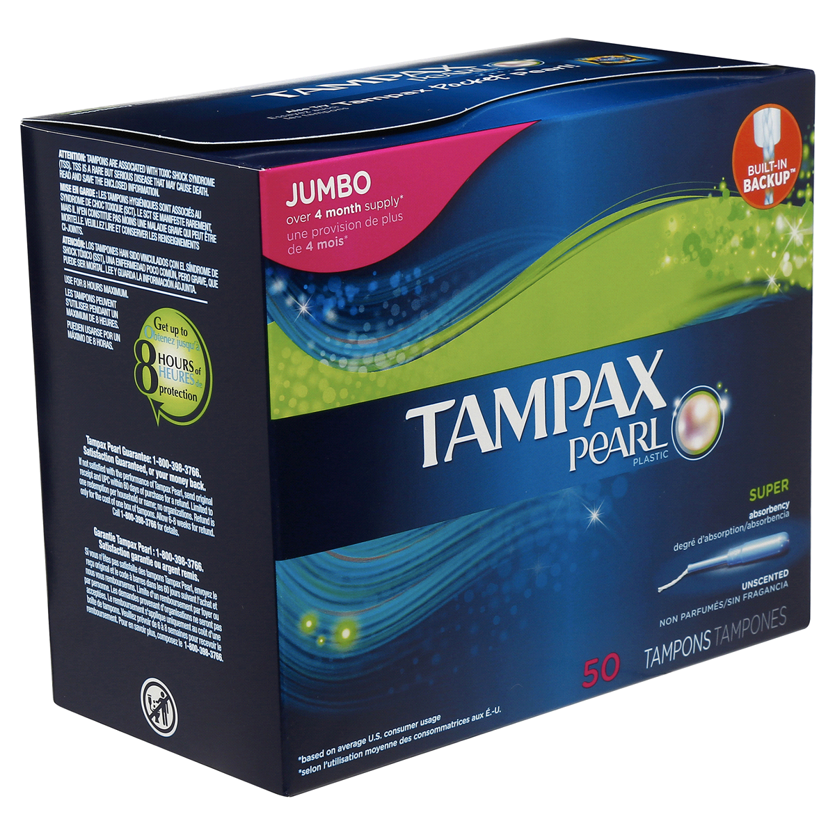 slide 2 of 13, Tampax Pearl Jumbo Unscented Tampons 50 ea, 50 ct