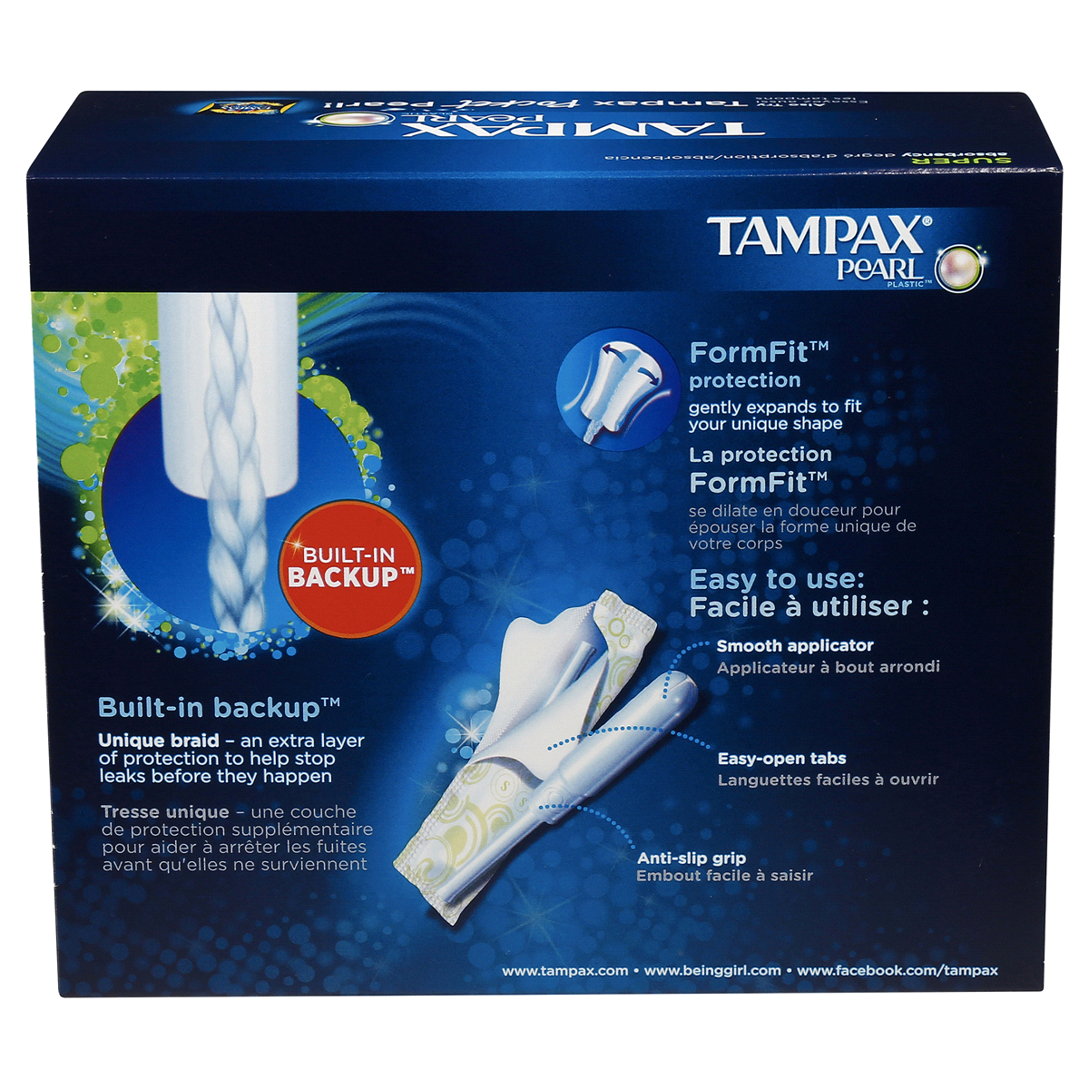 slide 6 of 13, Tampax Pearl Tampons Super Absorbency with LeakGuard Braid - Unscented - 50ct, 50 ct