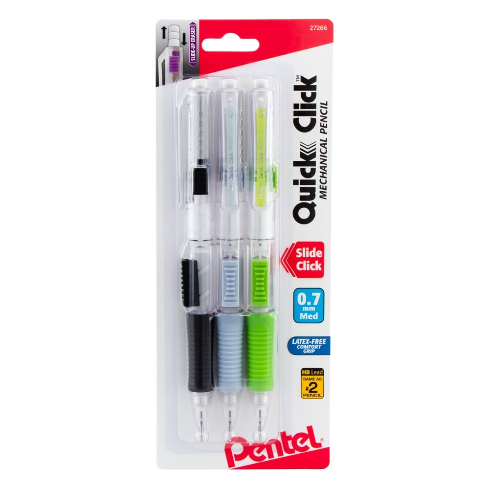 slide 1 of 1, Pentel Quick Click Mechanical Pencils, 3 ct