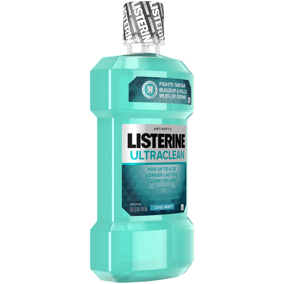 slide 2 of 6, Listerine Ultraclean Cool Mint Antiseptic Mouthwash, 33.8 oz