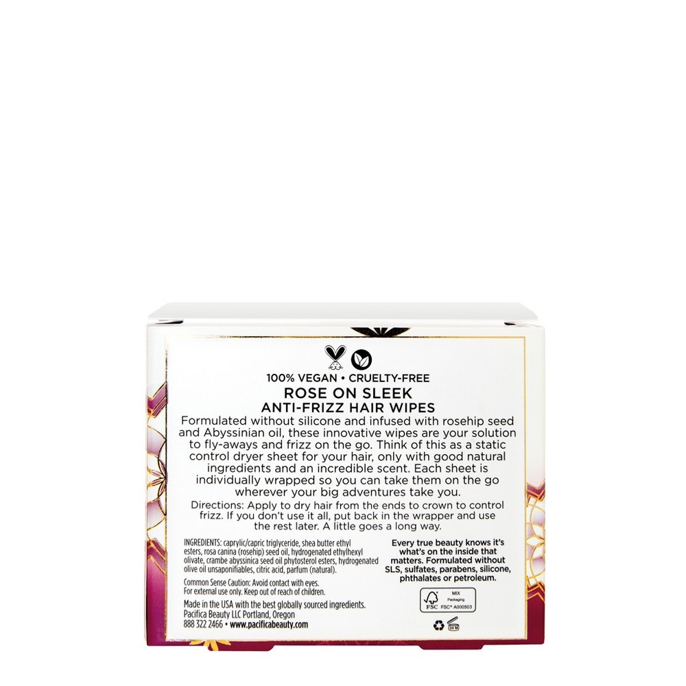 slide 3 of 3, Pacifica Rose on Sleek Anti-Frizz Hair Wipes, 15 ct