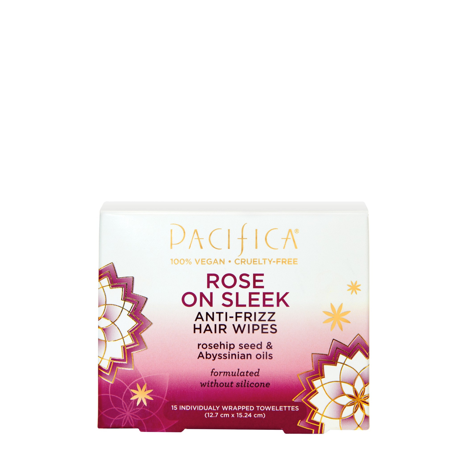slide 1 of 3, Pacifica Rose on Sleek Anti-Frizz Hair Wipes, 15 ct