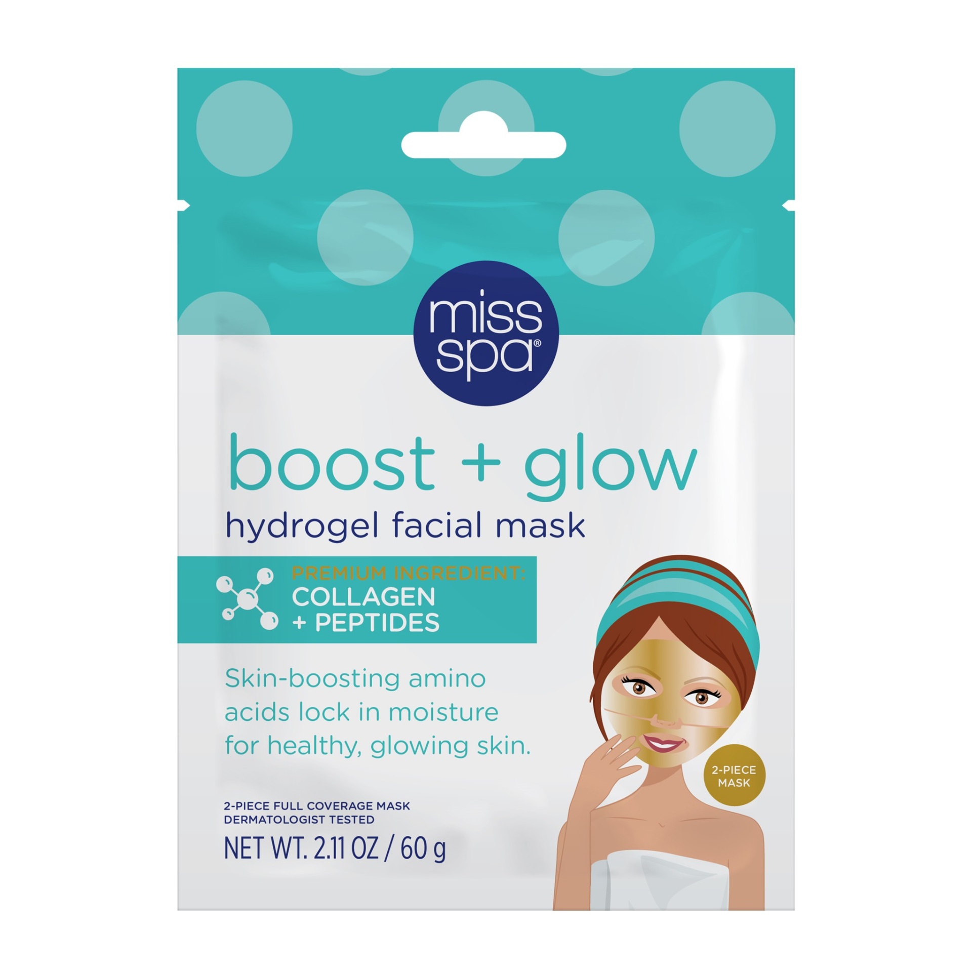 slide 1 of 3, Miss Spa Boost and Glow Facial Sheet Mask, 1 ct, 2.11 oz