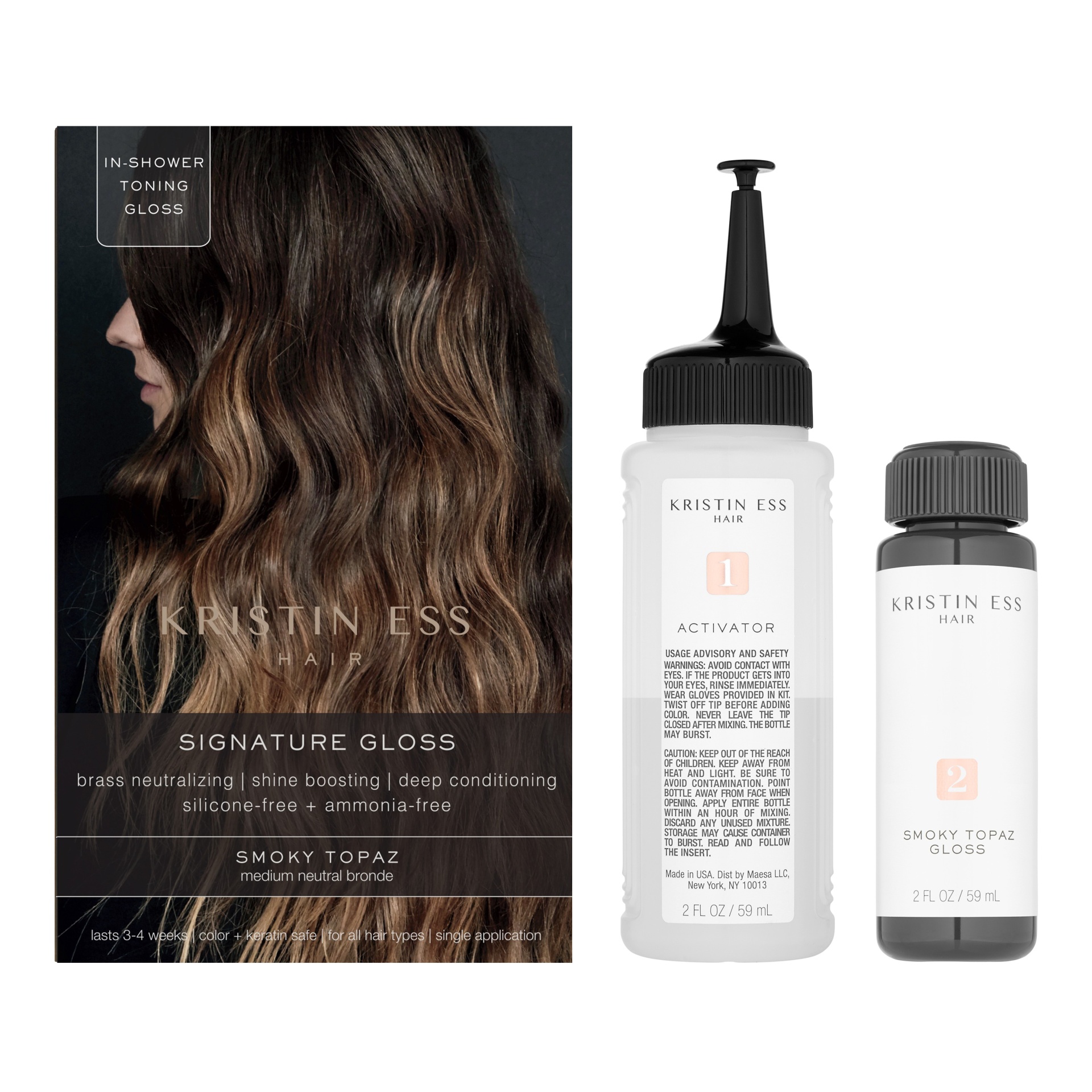 slide 1 of 4, Kristin Ess Signature Hair Gloss Shine Boosting, Tone Enhancing, Silicone Free + Ammonia Free - Smoky Topaz - 4 fl oz, 4 fl oz