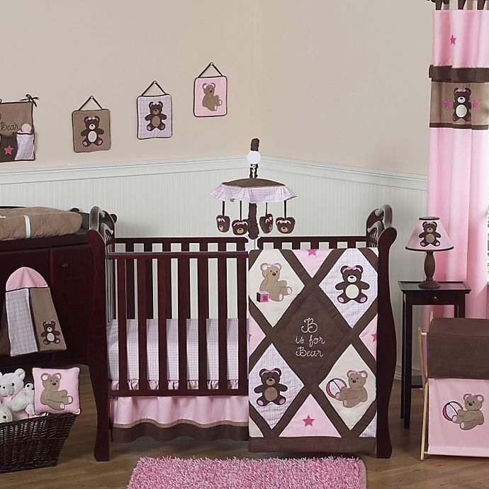 slide 1 of 1, Sweet Jojo Designs Teddy Bear Crib Bedding Set - Pink/Chocolate, 11 ct