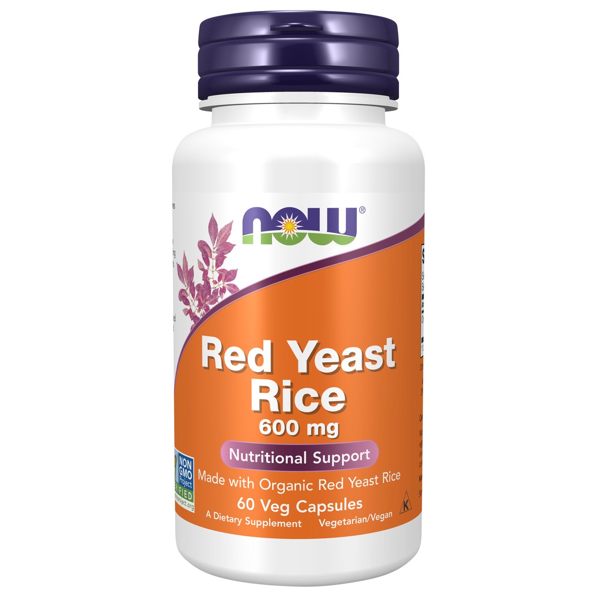 slide 1 of 4, NOW Red Yeast Rice 600 mg - 60 Veg Capsules, 60 ct